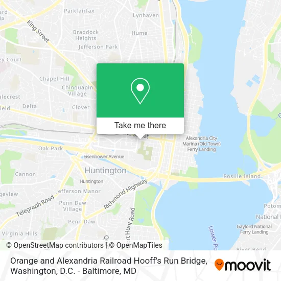 Mapa de Orange and Alexandria Railroad Hooff's Run Bridge