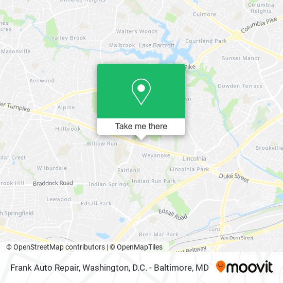 Frank Auto Repair map