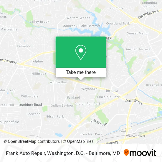 Frank Auto Repair map