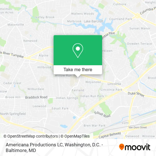 Mapa de Americana Productions LC