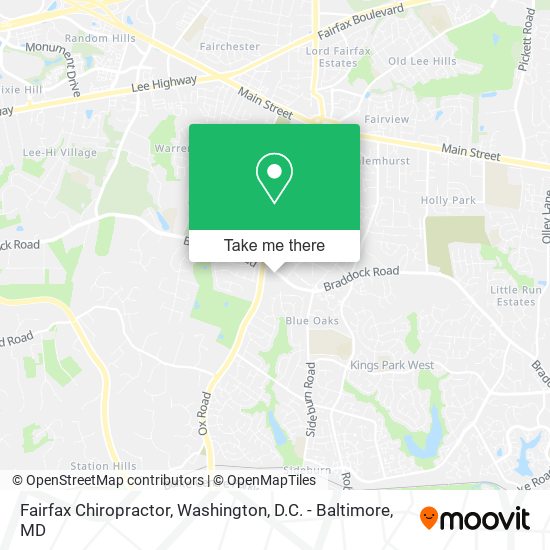 Fairfax Chiropractor map