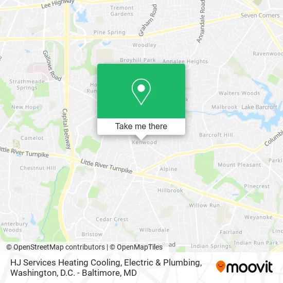 Mapa de HJ Services Heating Cooling, Electric & Plumbing