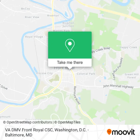 VA DMV Front Royal CSC map