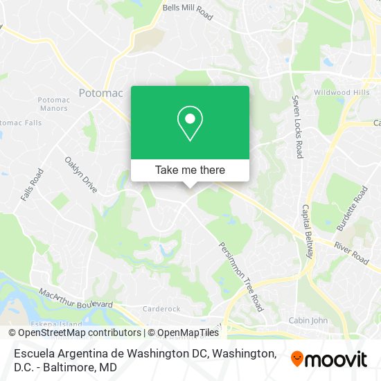 Escuela Argentina de Washington DC map