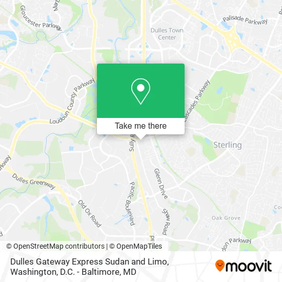Dulles Gateway Express Sudan and Limo map