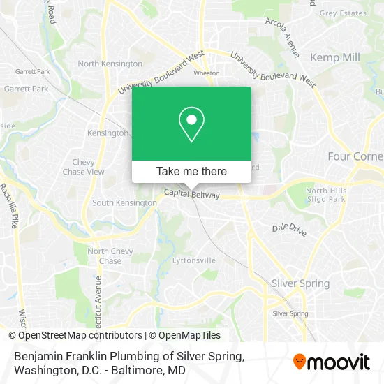 Benjamin Franklin Plumbing of Silver Spring map