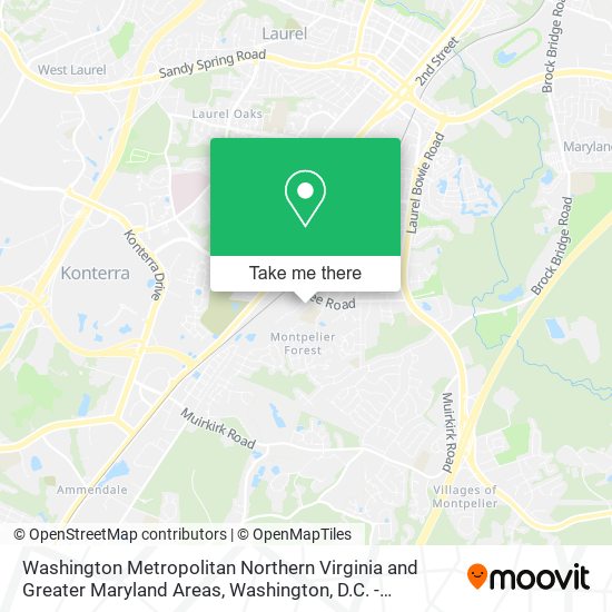 Washington Metropolitan Northern Virginia and Greater Maryland Areas map