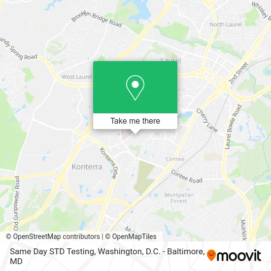 Same Day STD Testing map