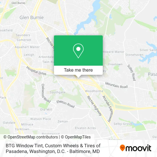 BTG Window Tint, Custom Wheels & Tires of Pasadena map