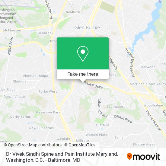Dr Vivek Sindhi Spine and Pain Institute Maryland map