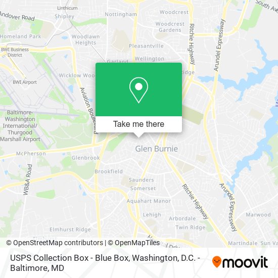 Mapa de USPS Collection Box - Blue Box