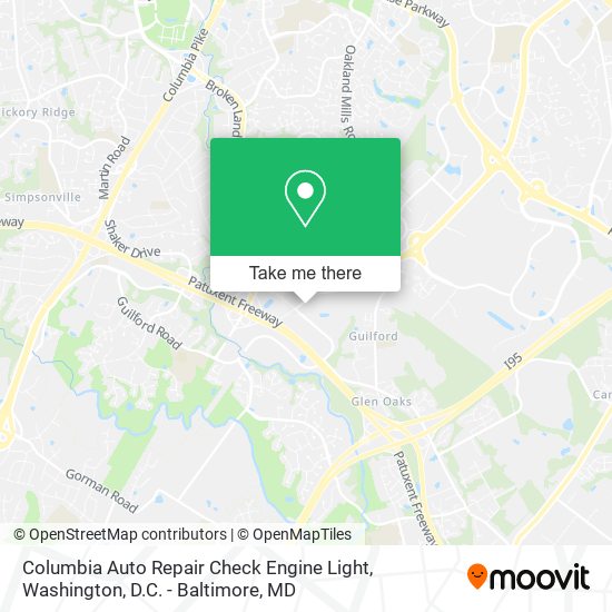 Columbia Auto Repair Check Engine Light map