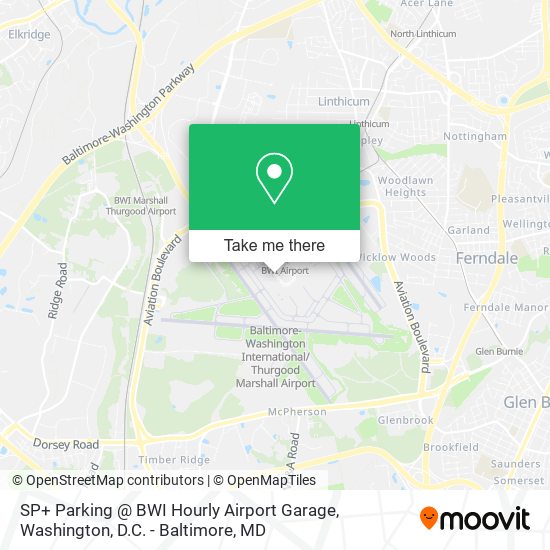 SP+ Parking @ BWI Hourly Airport Garage map