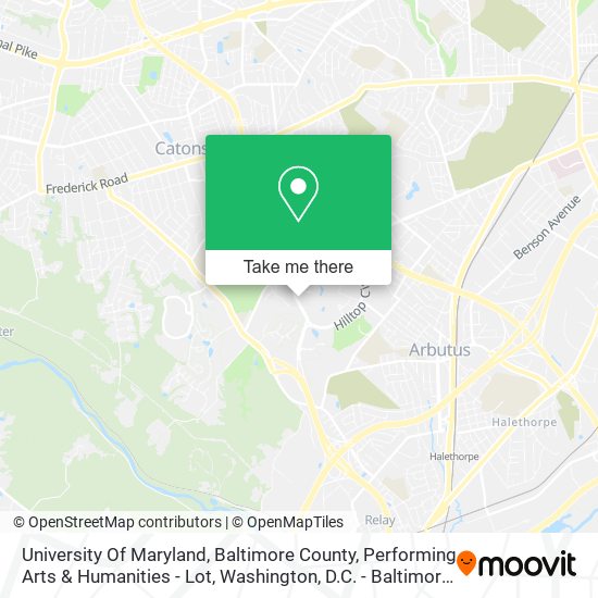 Mapa de University Of Maryland, Baltimore County, Performing Arts & Humanities - Lot