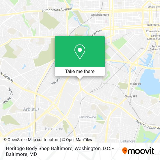 Mapa de Heritage Body Shop Baltimore