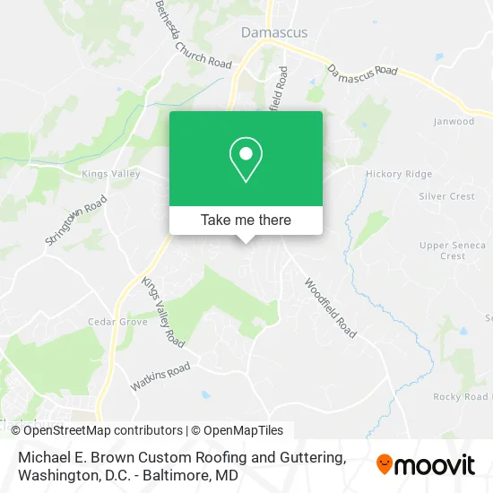 Michael E. Brown Custom Roofing and Guttering map