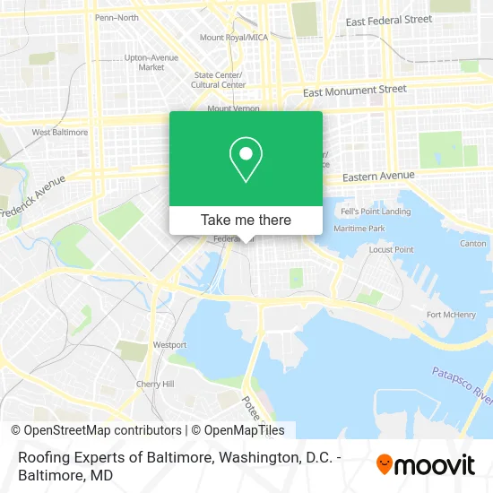 Roofing Experts of Baltimore map