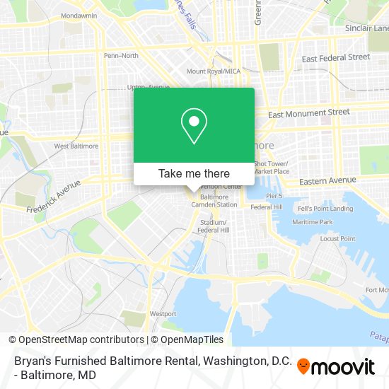 Mapa de Bryan's Furnished Baltimore Rental