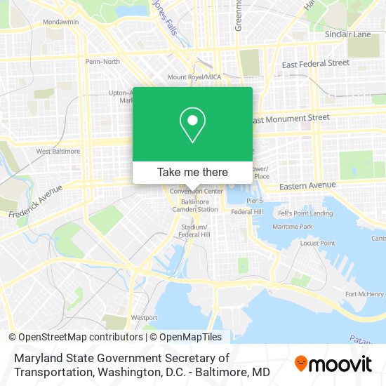 Mapa de Maryland State Government Secretary of Transportation