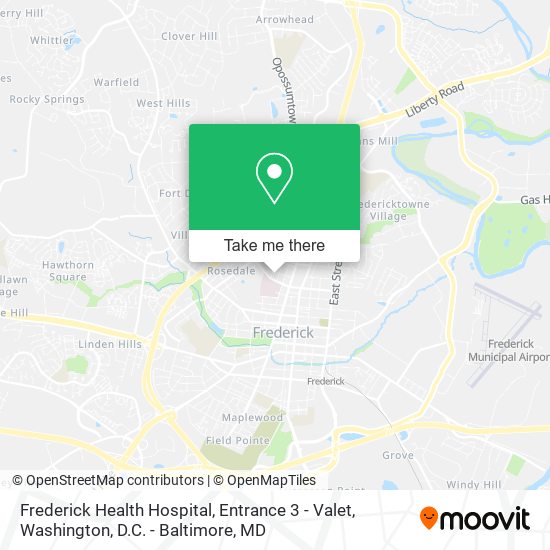 Frederick Health Hospital, Entrance 3 - Valet map