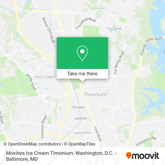 Moxleys Ice Cream Timonium map