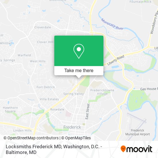 Mapa de Locksmiths Frederick MD