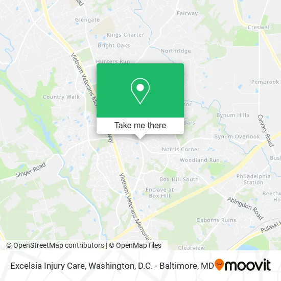 Excelsia Injury Care map