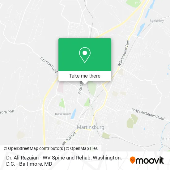 Mapa de Dr. Ali Rezaian - WV Spine and Rehab