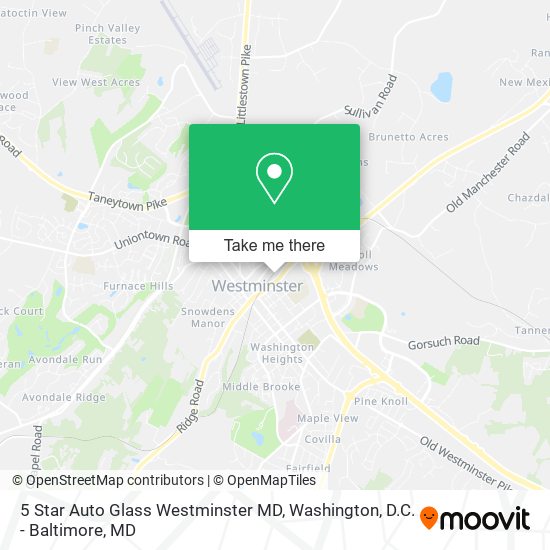 Mapa de 5 Star Auto Glass Westminster MD