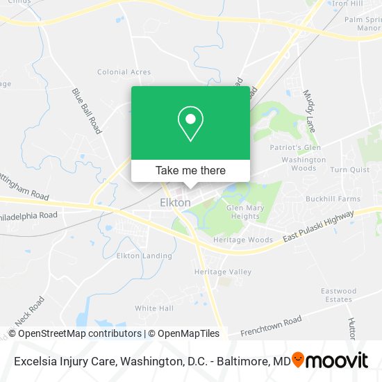 Excelsia Injury Care map