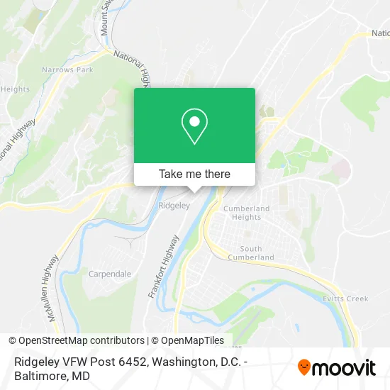 Ridgeley VFW Post 6452 map