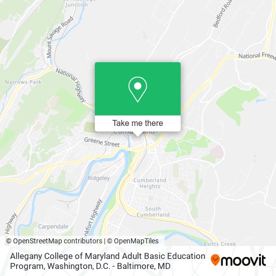 Allegany College of Maryland Adult Basic Education Program map