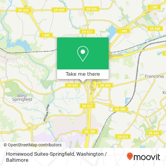 Mapa de Homewood Suites-Springfield, 7010 Old Keene Mill Rd