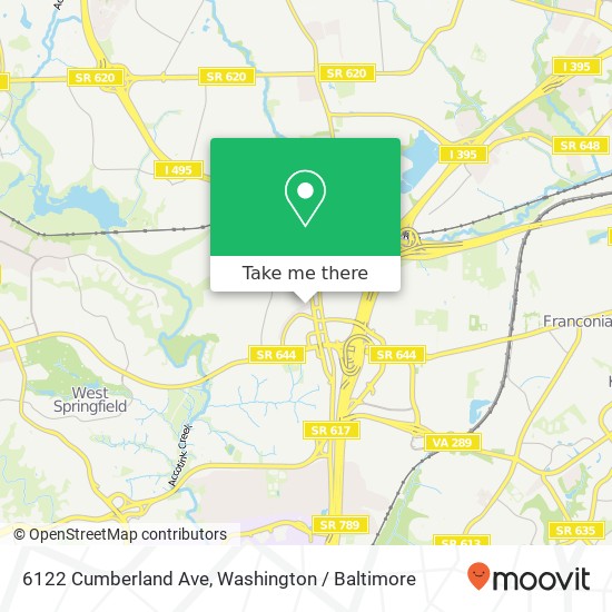 Mapa de 6122 Cumberland Ave, Springfield, VA 22150