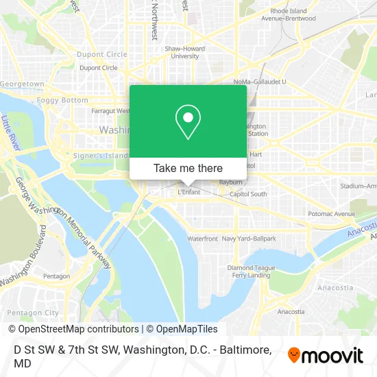 D St SW & 7th St SW map