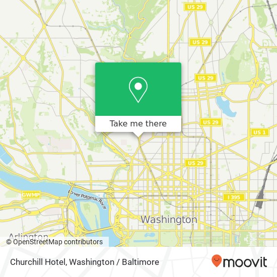 Mapa de Churchill Hotel, 1914 Connecticut Ave NW