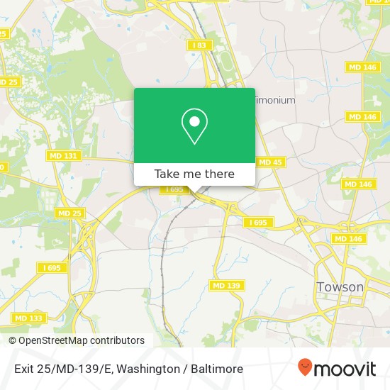 Exit 25/MD-139/E map