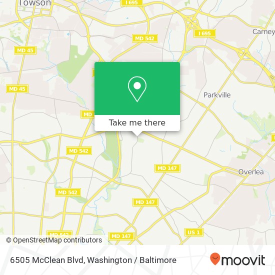 Mapa de 6505 McClean Blvd, Baltimore, MD 21214