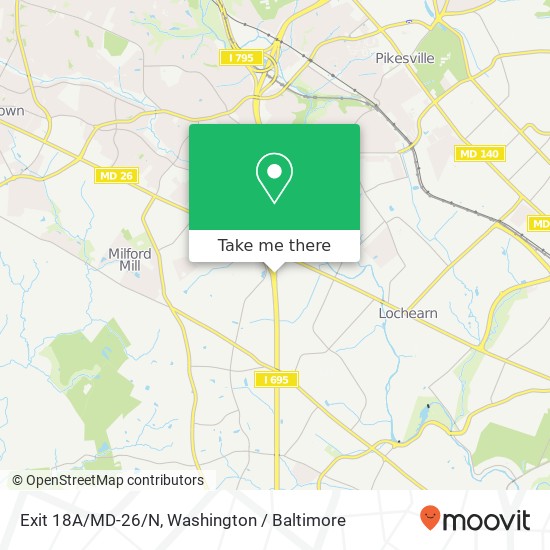 Exit 18A/MD-26/N map
