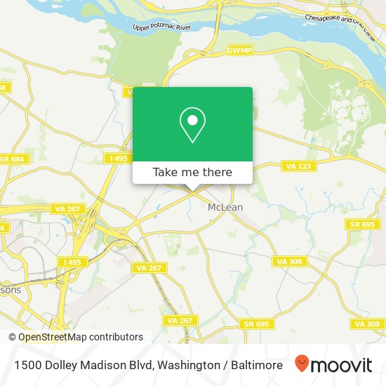 Mapa de 1500 Dolley Madison Blvd, McLean, VA 22101