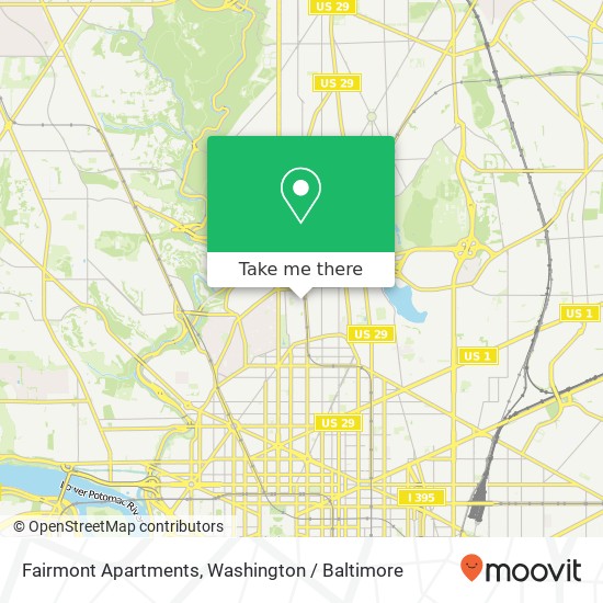 Mapa de Fairmont Apartments, 1401 Fairmont St NW