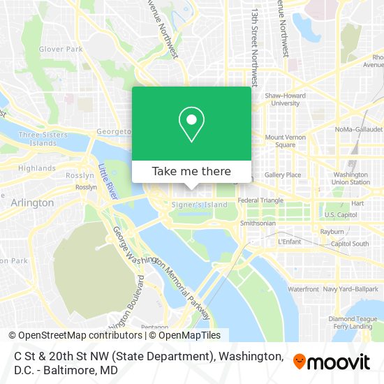 C St & 20th St NW (State Department) map