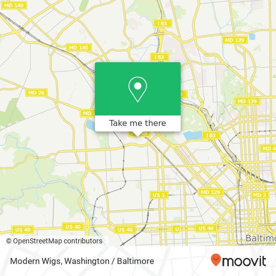 Mapa de Modern Wigs, Baltimore, MD 21215