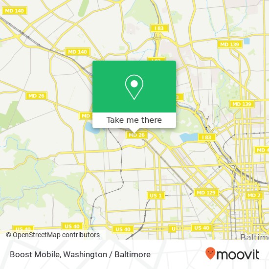 Mapa de Boost Mobile, 2401 Liberty Heights Ave