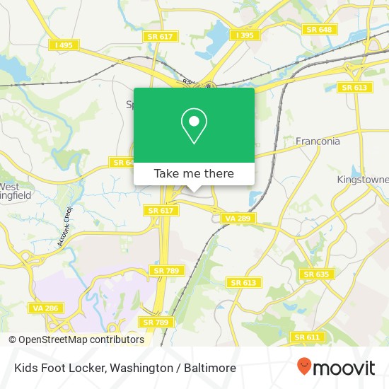 Mapa de Kids Foot Locker, 6533 Springfield Mall
