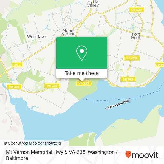 Mt Vernon Memorial Hwy & VA-235 map