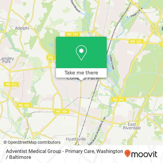 Adventist Medical Group - Primary Care, 7305 Baltimore Ave map