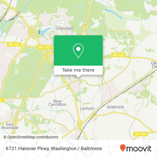 Mapa de 6721 Hanover Pkwy, Greenbelt, MD 20770
