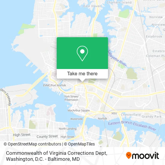 Commonwealth of Virginia Corrections Dept map