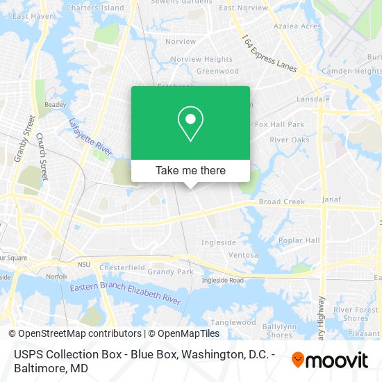 Mapa de USPS Collection Box - Blue Box